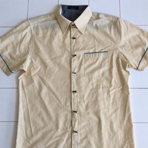 Yellow & white striped snap down shirt